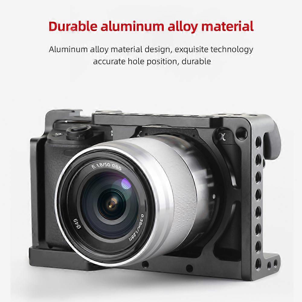 Aluminum Camera Cage with Top Handle – Compatible with Mirrorless Cameras, Cold Shoe Mount