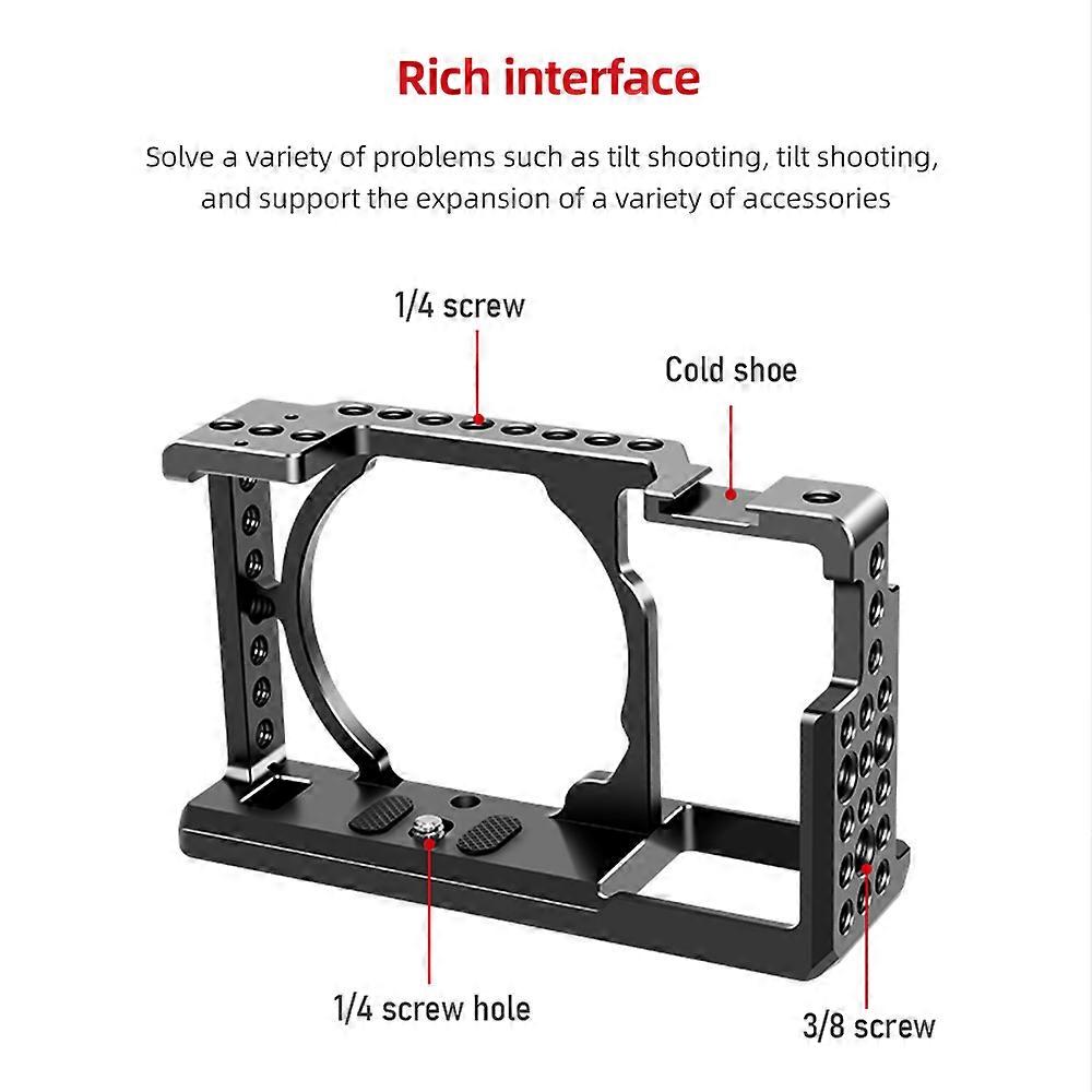 Aluminum Camera Cage with Top Handle – Compatible with Mirrorless Cameras, Cold Shoe Mount
