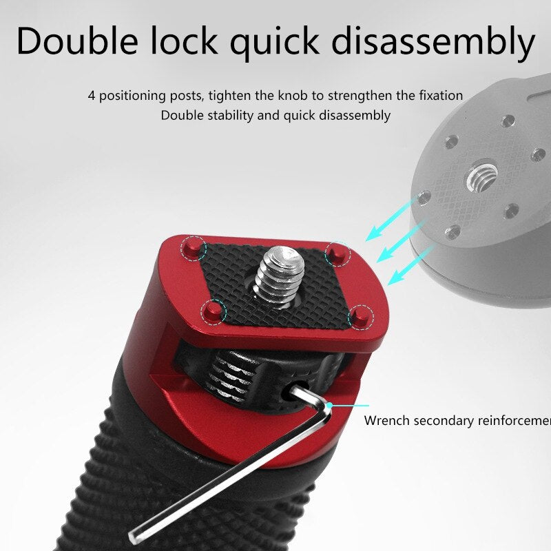 Quick Release Handle Grip for Gimbal Stabilizers – 1/4" & 3/8" Mounting Holes with Cold Shoe