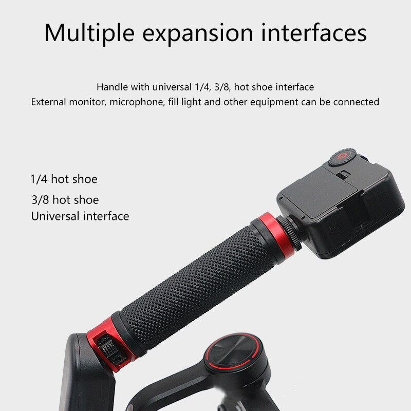 Quick Release Handle Grip for Gimbal Stabilizers – 1/4" & 3/8" Mounting Holes with Cold Shoe