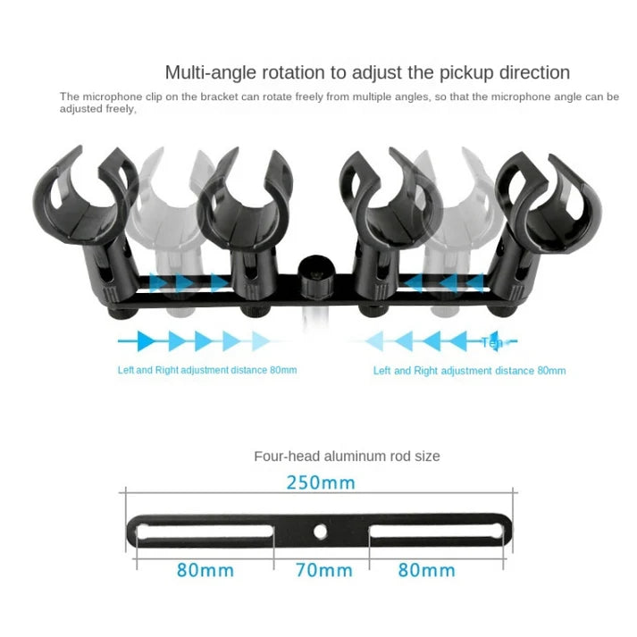 A18 Four-headed Microphone Clip Aluminum Pole Microphone Accessories