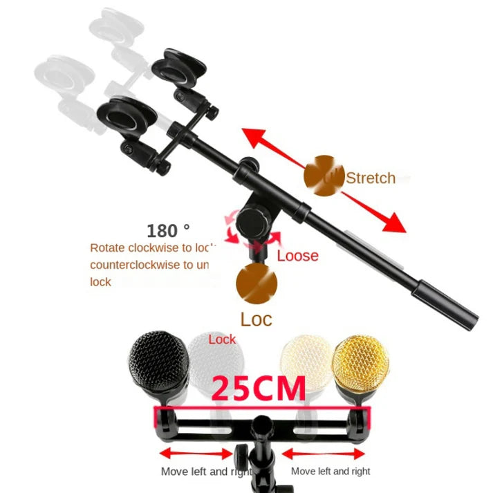 A18 Four-headed Microphone Clip Aluminum Pole Microphone Accessories